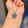 Tiktok Live S925 Silver Needle Sea Blue Butterfly Three Piece Set Bracelet Necklace Ring Earnail Wedding Jewelry