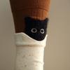 1 Paire Chaussettes Mi-Mollet Mignonnes Chatons Dessin Animé pour Femmes Filles Chaussettes en Coton Automne Hiver