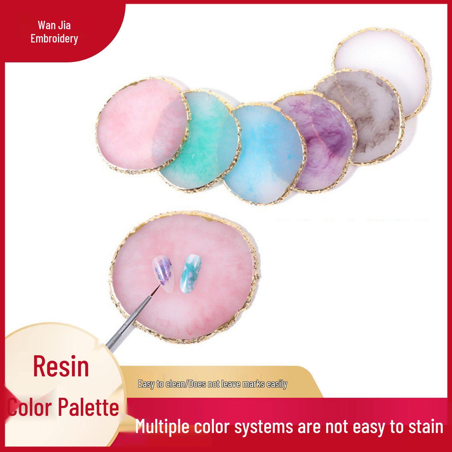 

Crystal Agate Gold-Edge Marble Resin Nail Art Palette