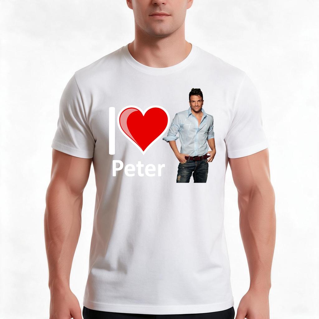 I Love Peter Andre TShirt Summer Casual Cotton Tee Oversized Streetwear Tops Vintage Graphic Print Loose Fit Short Sleeve