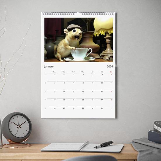 Dålig Uppstoppning Kalender 2026 Besvärliga Djurfoton Väggkalender Oavsiktligt Rolig Kontors- Köksdekor Unik Prank-gåva