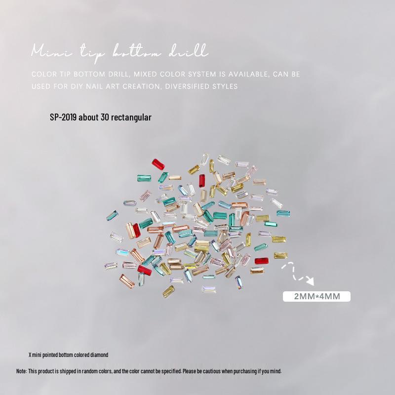 

30-Piece Irregular Rhinestone Nail Art Set: Colorful Crooked Heart, Rectangle, Fat Square, Octagon, and AB Color Shapes