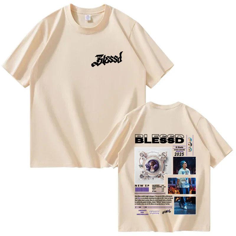 Hotselling Doublesided Printed Tshirts for Both Unisex and Women By Rapper BLESSD 2025 Summer Pure Cotton 100 Loose Tshirt