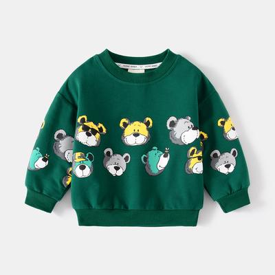 Tiger Print Spring Children's Sweater, Long-sleeved Cute Boys' Jumper, Cotton Casual Travel Children's Sweater