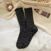 Cotton Knitting Women Socks Fashion Harajuku Retro Lady Girls Plush Thick Long Socks Autumn Winter Solid Color Casual Keep Warm