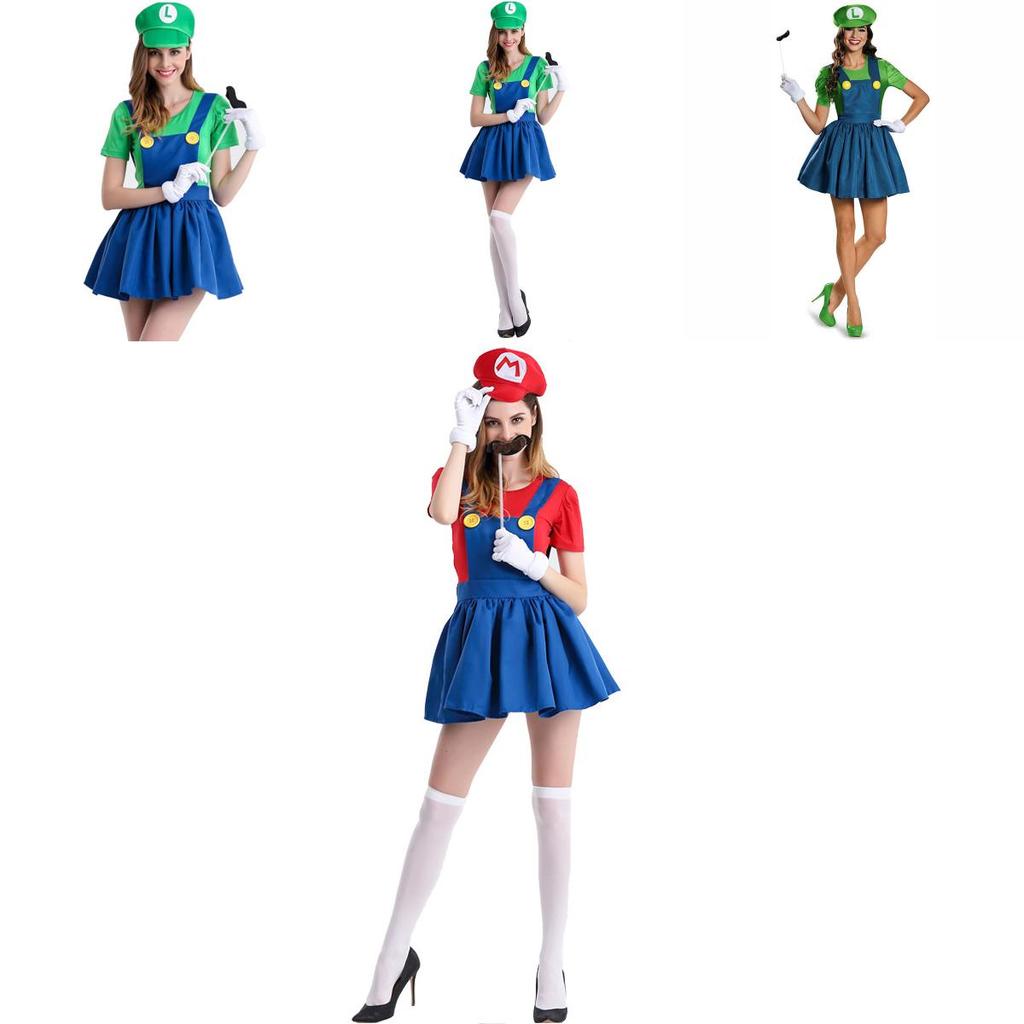 Women's Super Mario Bros Luigi Costume With Breathable Spandex And Exquisite Workmanship