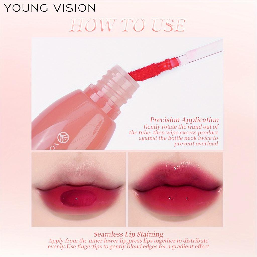 YOUNG VISION Water Lip Stain for Women Girls, LongLasting Lip Gloss Multi-Use Liquid Blush/Eyeshadow, Transfer-Proof Shine-to-Matte Finish In 3 Min