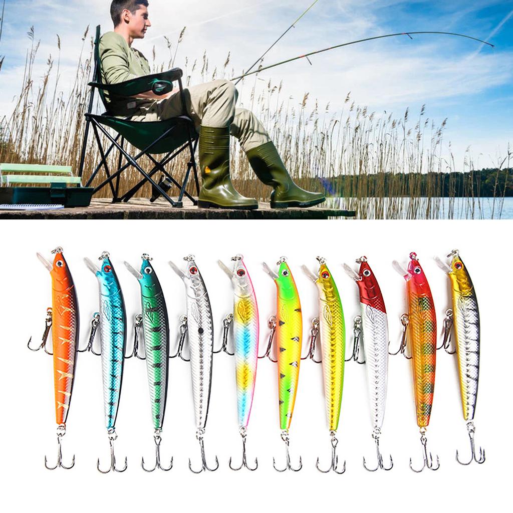 10PCS Hard Fishing Lures ABS Hard Swimbaits Fishing Bait Set for Freshwater and Saltwater