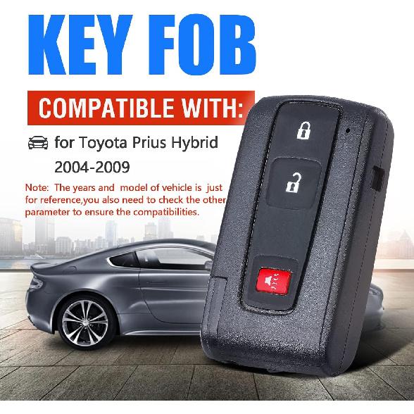 Smart Key Fob Keyless Entry Remote Transmitter Replacement for Toyota Prius 2004-2009 3 Button Ask 312MHz 4D69 Chip (FCCD:MOZB31EG P/N:89994-47061)