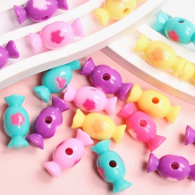 50 Stück Blumen Süßigkeiten Perlen Acryl Zubehör für Armband Halskette Herstellung Mode Vertikales Loch DIY Schmuckmaterialien