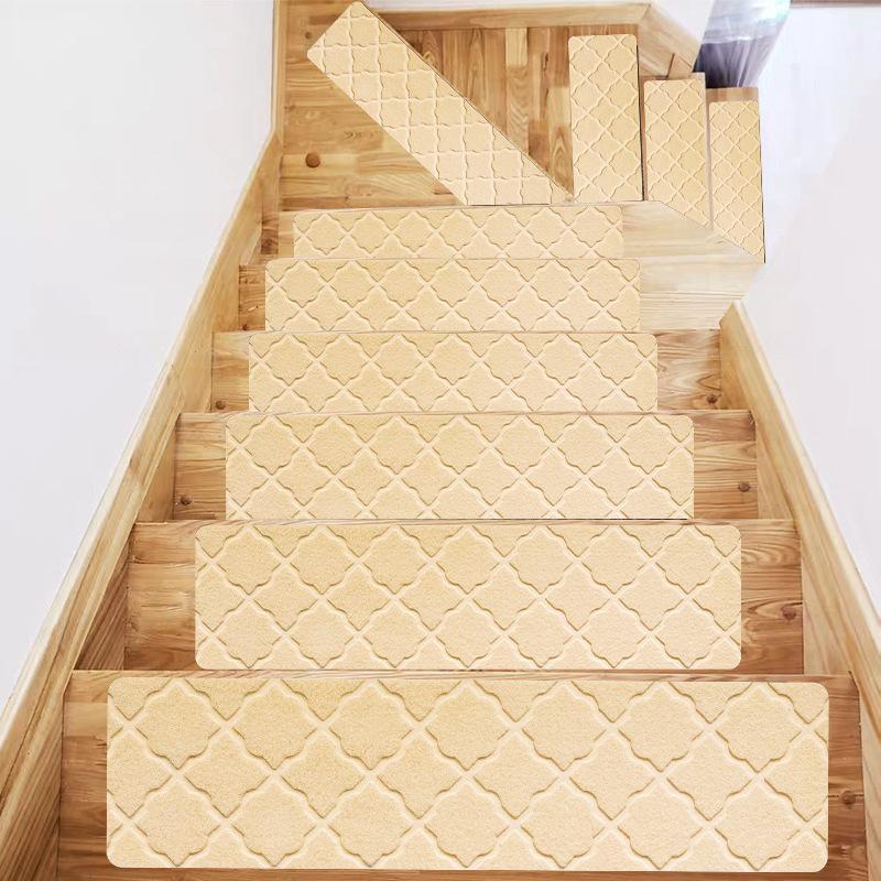 1PC 76x20.3cm Home Soft Self-adhesive Stair Stepping Mat Stair Carpet Protector Rug Non-slip Variety Pattern Water Absorption