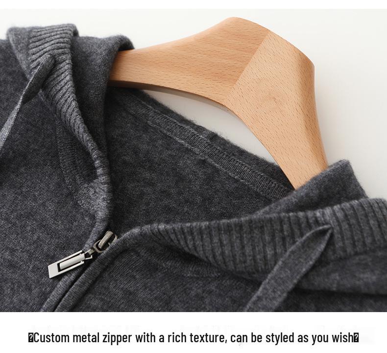 Women's Casual Hooded Cashmere Cardigan with Zipper & Pockets