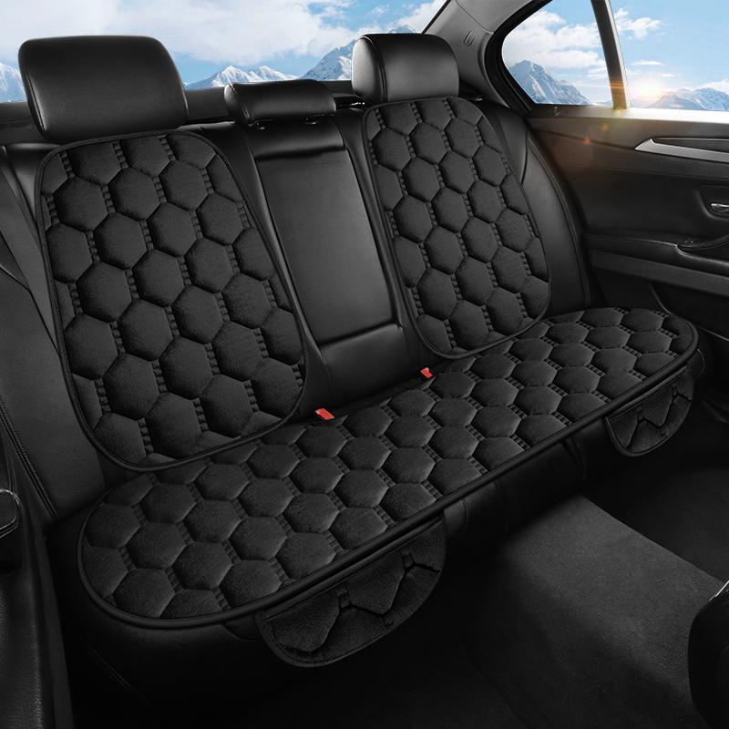 Car Seat Cushion Winter Short Plush Three Piece Set Without Backrest Anti Slip Winter Rear Universal Car Seat Cushion Warm