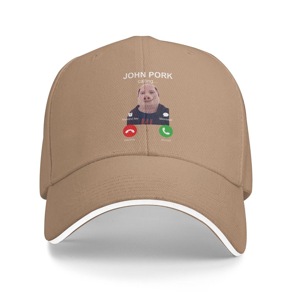 Summer John Pork Is Calling Funny Animal Baseball Cap Outdoor Sport Streetwear Print Sun Trucker Hat Men Breathable Snapback Cap