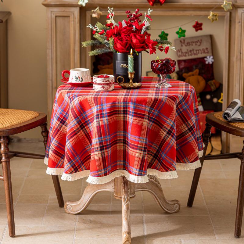 Retro Amerikanische Karomuster Weihnachts-Tischdecke für Rechteckige und Runde Tische