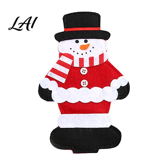 Soft Polyester Utensil Pockets Christmas Cutlery Snowman Reindeer Santa Holder Pockets Tableware Bags Pouch Party