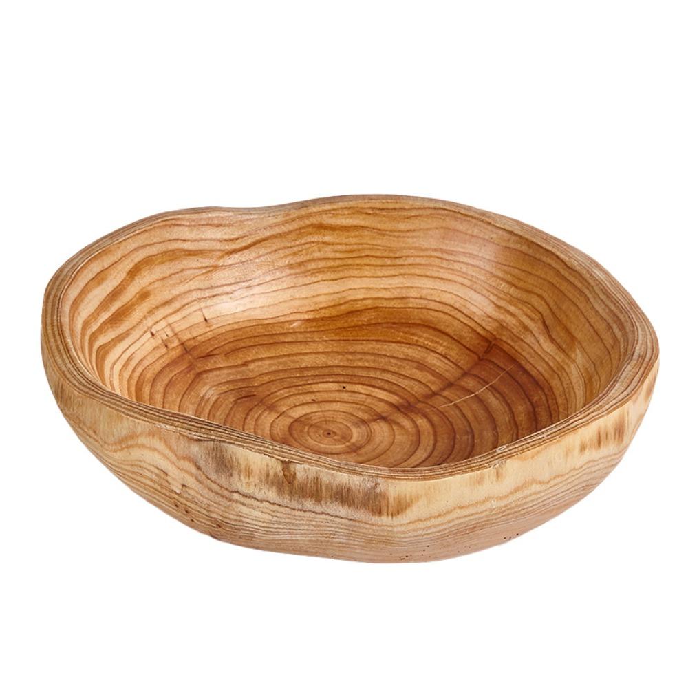 Natural Material Wooden Salad Bowl Irregular Shape Serving Bowl Food Mixing Bowl  Vegetable 5.91-7.48 in-Wood Color