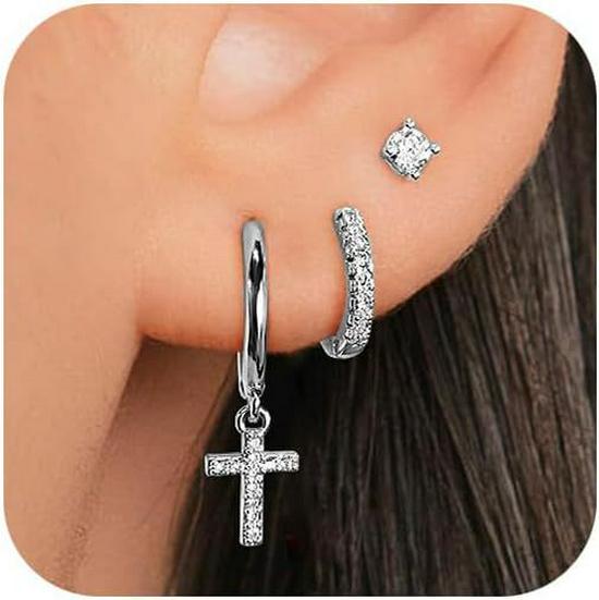 Gold-Plated Brass Hoop Earrings Fashion Set - European & American Design