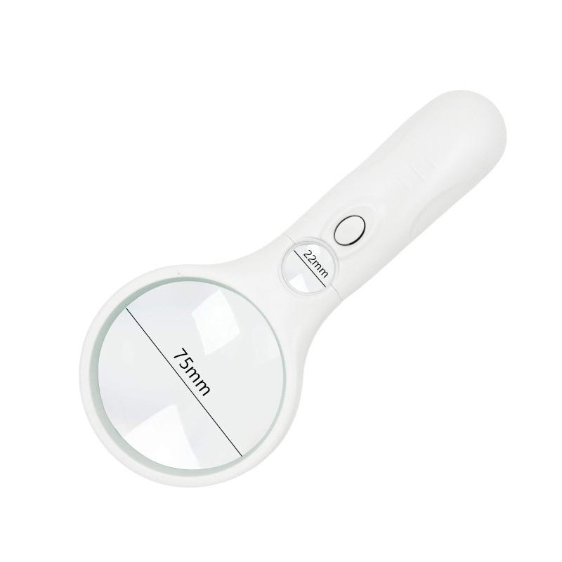 Chuda 3LED Reading Magnifier with 4 Color Options, Model 6902AB, 45X Dual Lens, 75MM