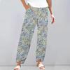 Pantaloni da donna estivi casual a gamba larga con elastico in vita e tasche