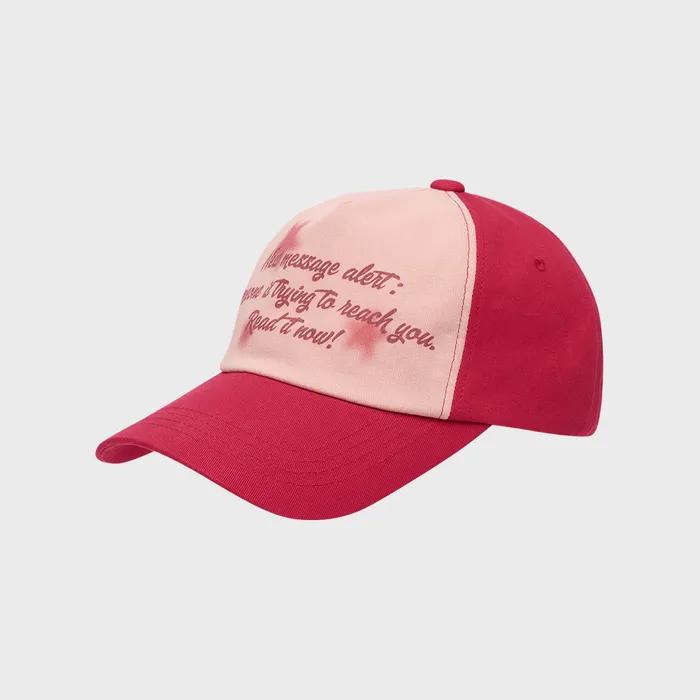 TWO TONE LETTERING BALL CAP RED