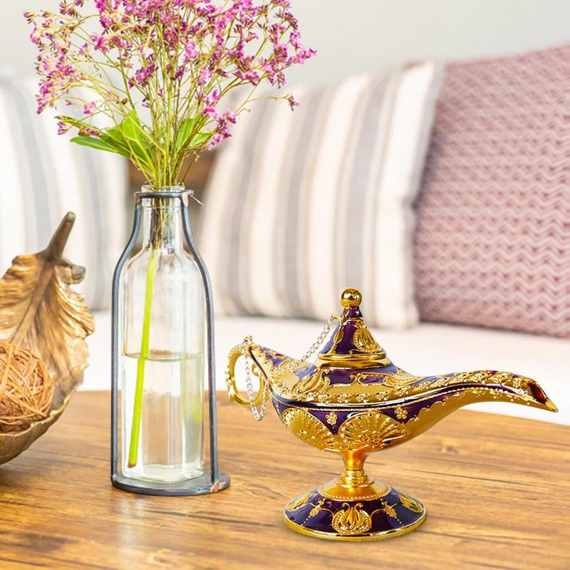 Vintage Aladdin Lamp Retro Legend Lamp European Retro Wishing Lamp Tabletop Decor Accessory for Home Party And Wedding