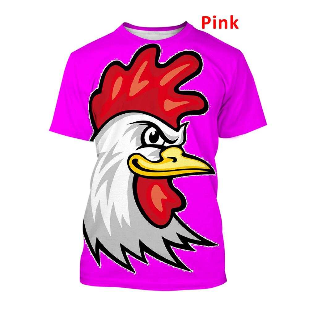 2025 Summer Fashion Graphic Chicken 3D Printing T-shirt Men's Short Sleeve Round Neck Unisex Funny Cool Chicken Tees Casual Tops