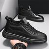 2025 Leather Shoes Soft Surface Autumn and Winter Versatile Black Fashion Soft Sole Trendy Shoes New Breathable Korean Version Casual Men the Same S