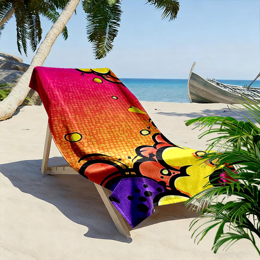 Colorful Pop Art Clouds Design Beach Towel quick-drying for travel outdoor sports jogging beach and swimming