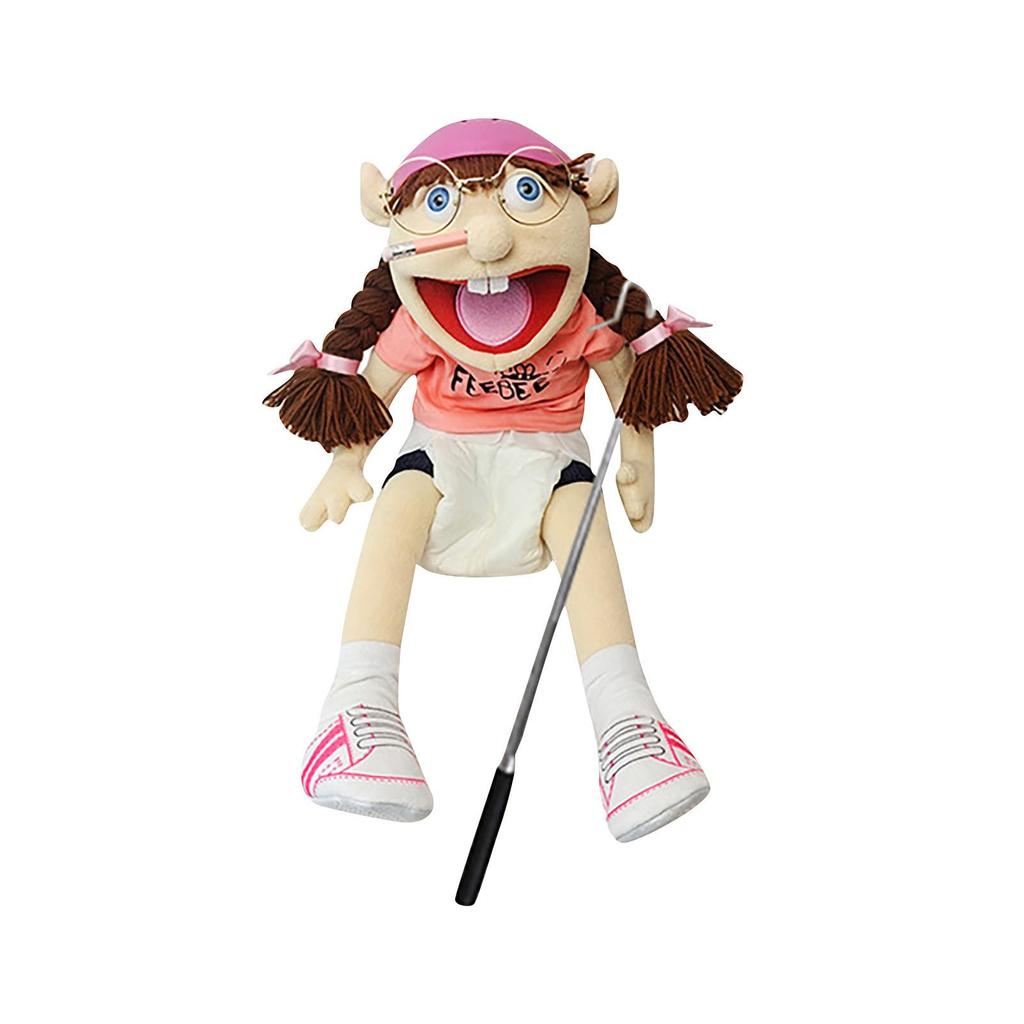 40-60cm Grande Jeffy Niño Marioneta de Mano Juguetes de Peluche Removible Niños Muñeca Suave Utilería de Fiesta para Programa de Entrevistas Marioneta Muñeco de Peluche para Niños Regalo