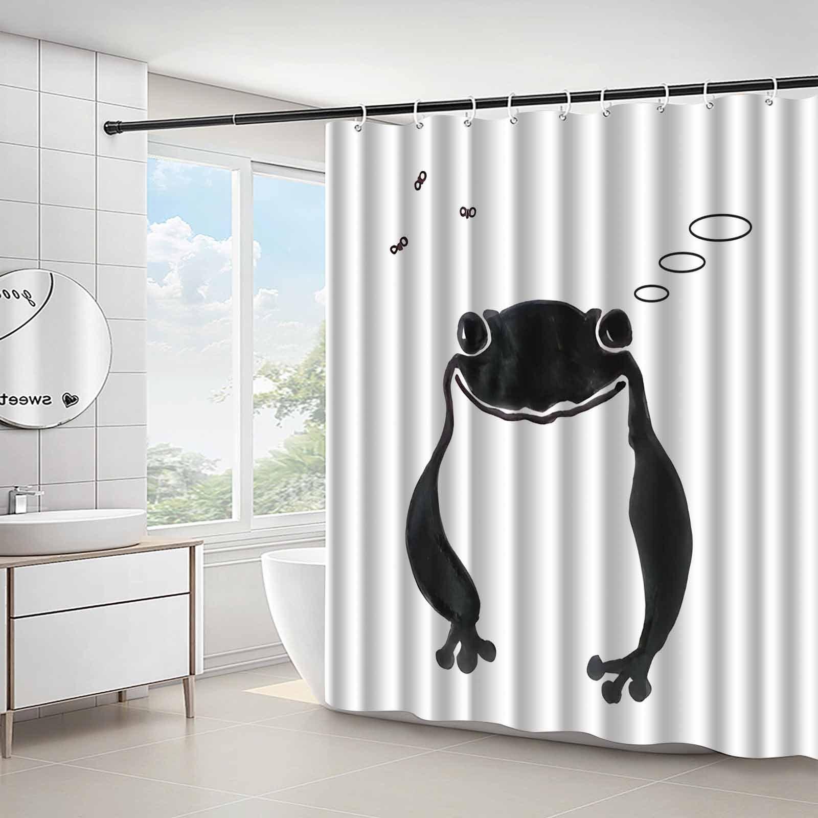 

Frog Shower Curtain, Whimsical Design With Bubble Prints, Machine Washable, Hooks Included, Modern Bathroom Accessory W60H190(CM)-1 Pcs