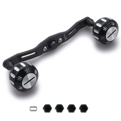 HEIGHTEN 130mm Reel Handle Thickness 4mm Charcoal Cloth Carbon Equipped with 35mm Knob SHIMANO DAIWA Abu Hammer Series for General Bait Reel Black