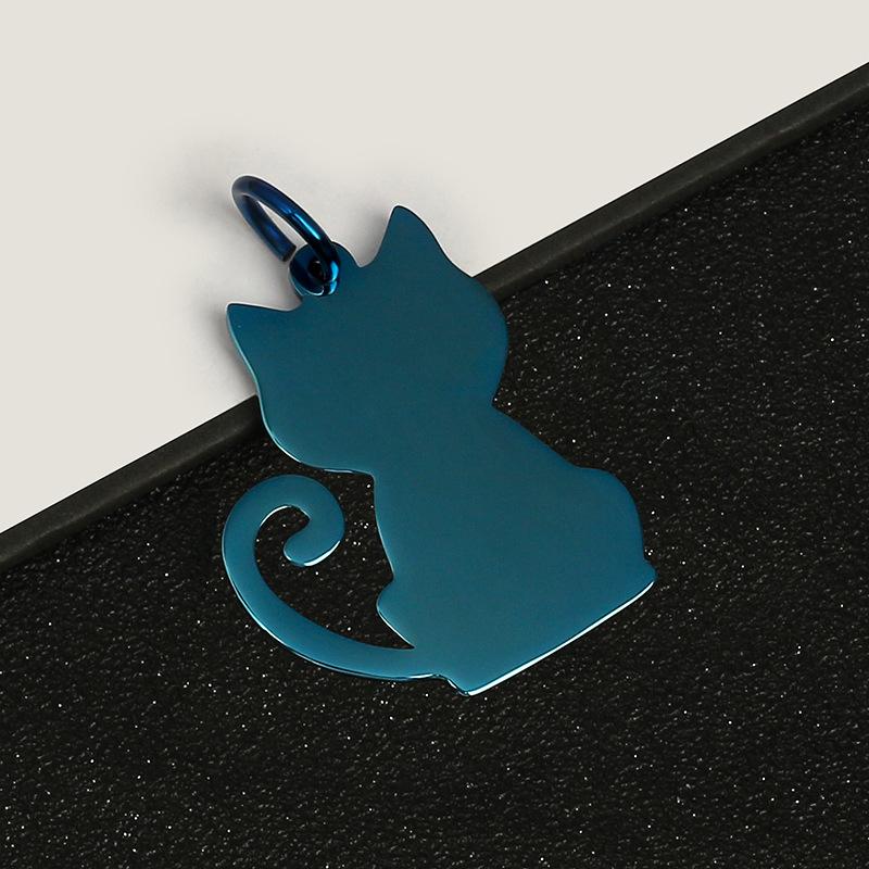 Für Großhandel Metallschmuck, Katzenfisch Haustieranhänger, Anhänger, Anti-Lost-Karte, Lasergravur, Edelstahl Hundemarke