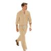 Nuovo arrivo: set da uomo in cotone e lino, vestibilità rilassata, a maniche lunghe, con pantaloni