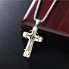 2026 Collana a Pendente Multistrato con Croce in Acciaio Inossidabile alla Moda in Stile Retro Europeo e Americano