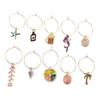 10pcs Beach Themed Wine Glass Charms for Stem Glasses Markers Drink Markers Tags Glass Identifiers for Party Weddings Home Bar