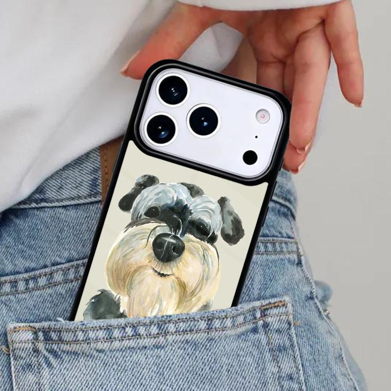 

Cartoon Schnauzer Dog Phone Case for iPhone 16e 15 14 13 12 17 Pro Max Plus Air 17pro Cover Coque iPhone 12 Pro