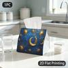 1pc Elegant Celestial Tissue Box with Golden Sun Moon Stars Pattern - Luxurious Suitable For, Cafe, Office Decor - Compact Portable Tissue Organizer,