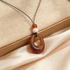 Retro Zen Oval Ring Necklace Women's Simple Long Pendant Women's New Chinese Style Sweater Chain Fashion Versatile Accessories