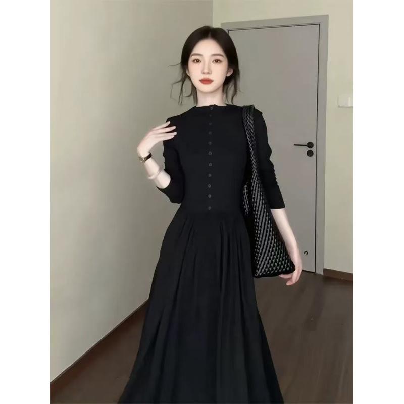 High-necked Design Dress, Children's New Early Autumn Temperament, Waist and Thin A-shaped Dress