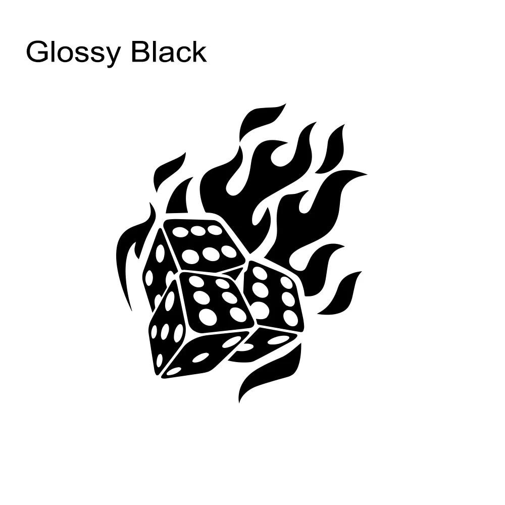 Flame Dice Sticker Car Body Engine Cover Side Door Stickers Dice Graphic Self Adhesive Vinyl Stickers Car Decoration Accessories