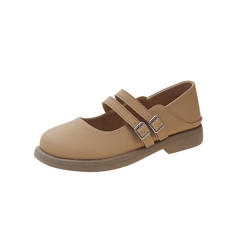 

Женские туфли Мэри Джейн летние плоские две носки одинарные туфли 2025 весна и осень британский стиль маленькие кожаные туфли обувь для беременных удобные и 40 абрикосовый