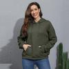 Women's Fashion Loose Hooded Pullover Long Sleeve Patchwork Plaid Sweat Drawstring Shoulder Strap Pocket Top