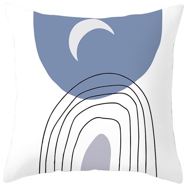 Nordic Blue Purple Abstract Geometric Printing Pattern Cushion Cover Home Living Room Sofa Decoration Square Pillow Pillow Cover