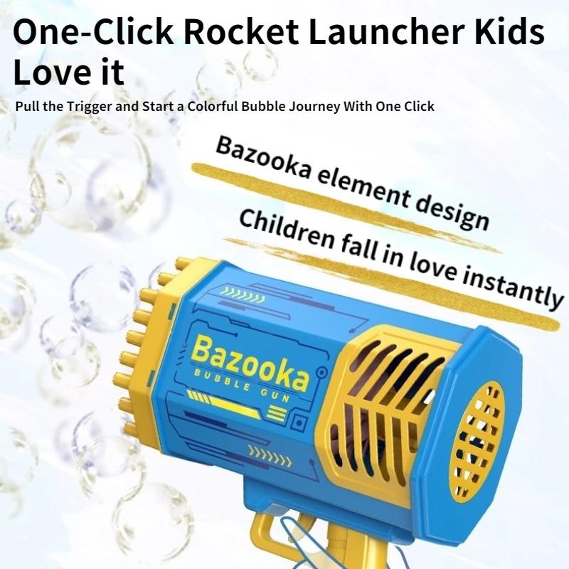 Soap Bubbles Gun Rocket 69 Holes Bubbles Machine Gun Launcher Automatic Blower Soap Toys For Kids Children Gift Pomperos Toys