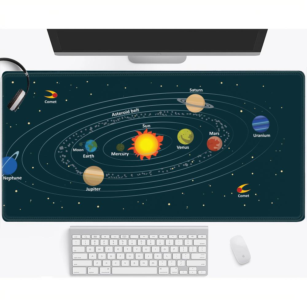 

Space Planet Gaming Mouse Pad Deskpad Large Rubber Keyboard Pad Surface for Computer Mouse Non-slip Locking Edge Computer Mat 600x300x2mm