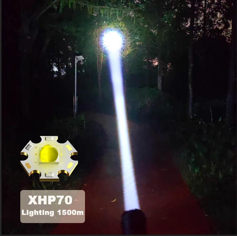 Large Aperture LED Flashlight High Power Rechargeable Torch Outdoor Waterproof Work Emergency Tactical Flashlights Hunting Light