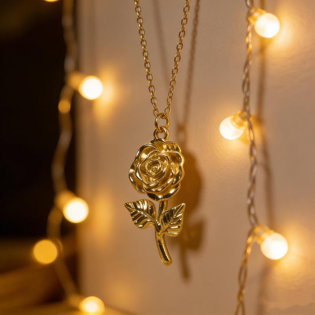 2026 High-End Retro Rose Necklace: Elegant, Versatile Flower Design for Women