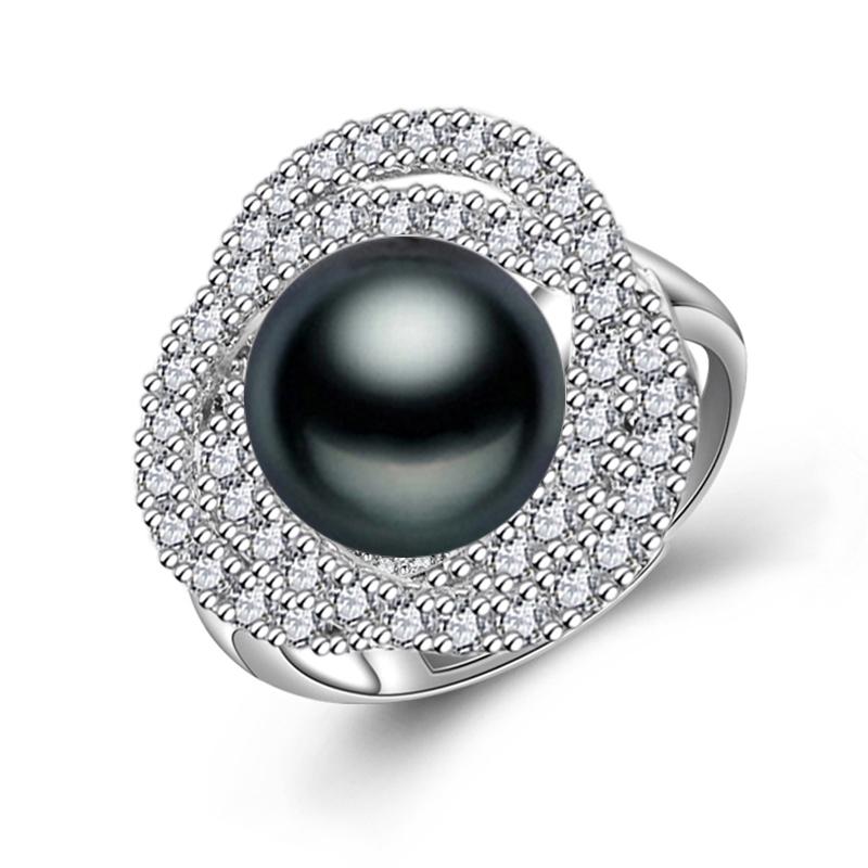FEEYOO Natural Freshwater Pearl Rings For Women Girls Classic Adjustable Size Ring Party Jewelry