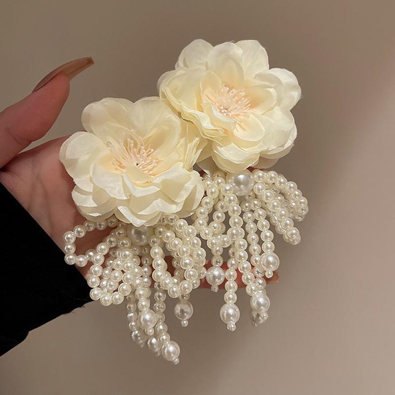 Silver Needle Sweet Flower Butterfly Pearl Tassel Earrings Trend Stud Earrings Temperament Earrings Women